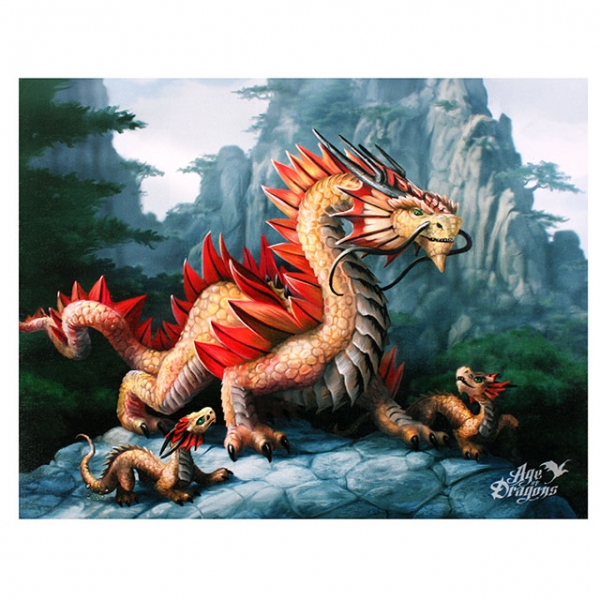 Golden Mountain Dragon Canvas - Anne Stokes